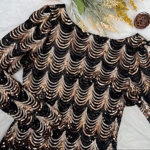 Black and Gold Sequin Party Dress Size Large
